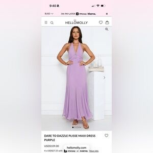 Hello Molly Lilac Halter Plissé Maxi Dress